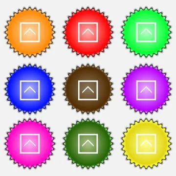 Direction arrow up  icon sign. A set of nine different colored labels. Vector 스톡 일러스트