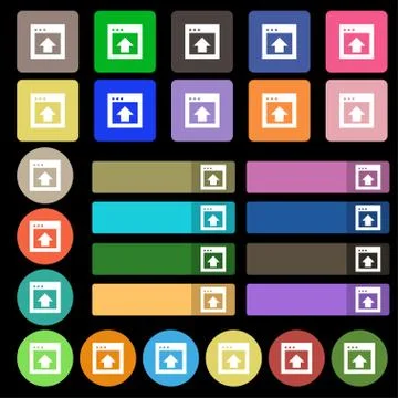 Direction arrow up icon sign. Set from twenty seven multicolored flat buttons. 스톡 일러스트