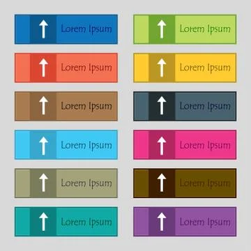 Direction arrow up icon sign. Set of twelve rectangular, colorful, beautiful, hi 스톡 일러스트