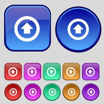 Direction arrow up icon sign. A set of twelve vintage buttons for your design. 스톡 일러스트