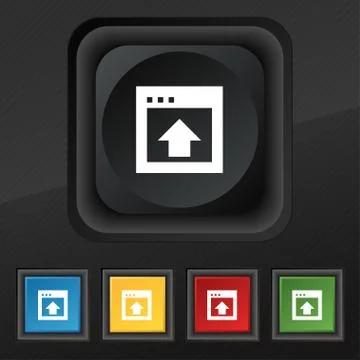 Direction arrow up icon symbol. Set of five colorful, stylish buttons on black t 스톡 일러스트