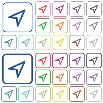 Direction arrow outlined flat color icons Stock Illustration