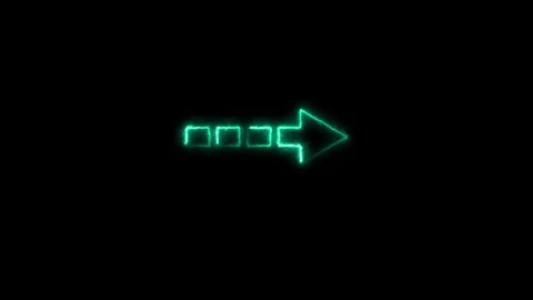 Direction arrow right neon glowing animation Isolated on Black Background Stock Footage 320893132