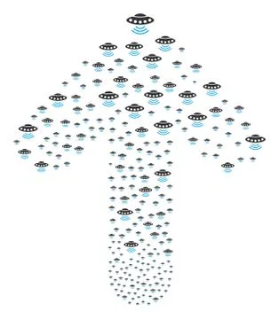 Up Direction Arrow Shape with Alien Invasion Stock Illustration