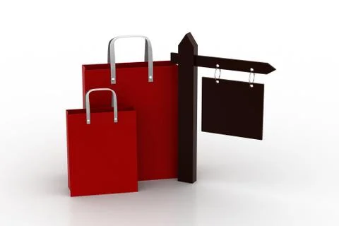 Direction arrow with shopping bag Free Stock Illustration