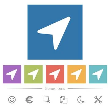 Direction arrow solid flat white icons in square backgrounds 库存插图
