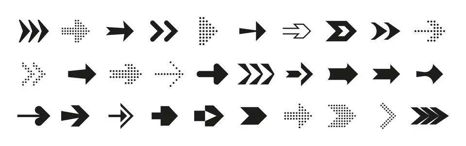 Direction arrows. Forward back up and down interface symbols. Left or right Stock Illustration