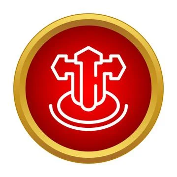 Direction arrows on red circle button showing decision choices Stock Illustration