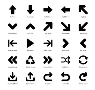 Direction Arrows Solid Vectors Pack Stock Illustration