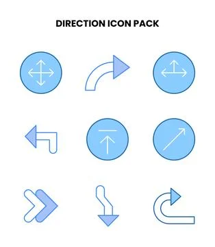 Direction Blue Collection Icons Pack Illustrazione stock