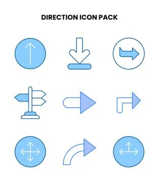 Direction Blue Scalable Icons Pack Illustrazione stock