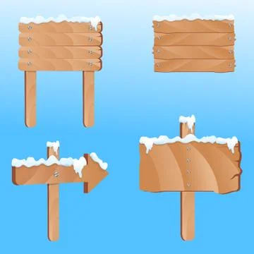 Direction board with snow Stock Illustration