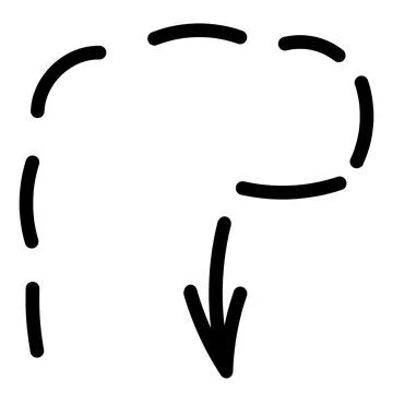 Direction of bypass arrow on square to right and down. Vector illustration. Stock Illustration
