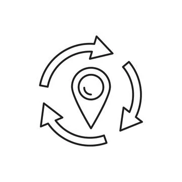 Direction circle arrows pin icon. Simple line, outline vector of navigation イラスト素材