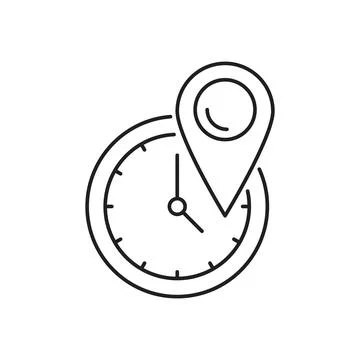 Direction clock pin icon. Simple line, outline vector of navigation icons for ui Stock Illustration