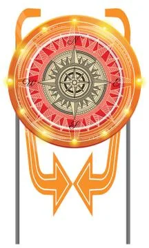 A direction compass on swing rods with arrow Stock Illustration