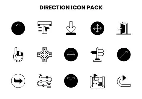 Direction DuoTone Collection Icons Pack Stock Illustration