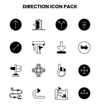 Direction DuoTone Set Icons Pack Stock Illustration