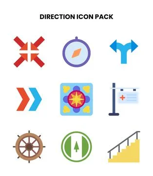 Direction Flat Design Icons Pack Stock Illustration