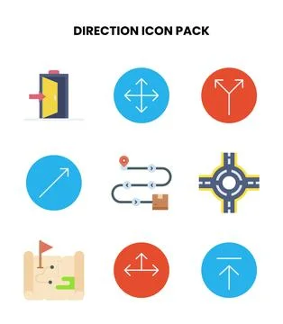 Direction Flat Design Icons Pack Stock Illustration