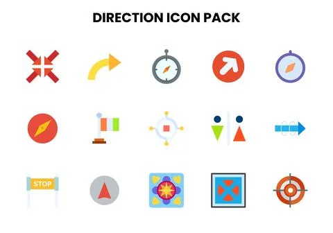 Direction Flat Graphics Icons Pack Stock Illustration