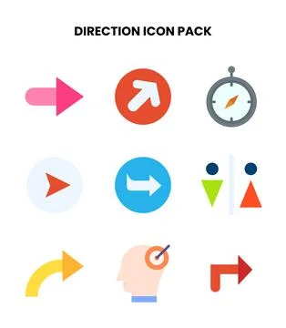 Direction Flat Icons Pack Illustrazione stock