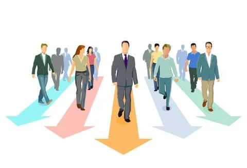 Direction forward and progress together, concept illustration Stock Illustration