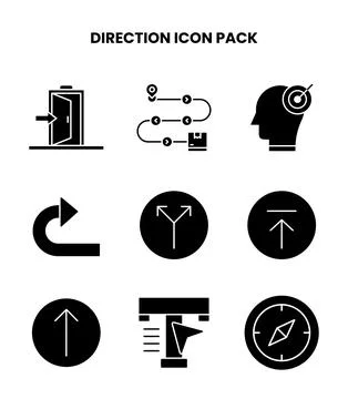 Direction Glyph Icons Pack 스톡 일러스트