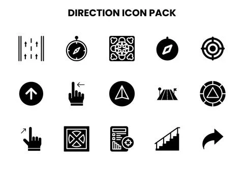 Direction Glyph Scalable Icons Pack Stock Illustration