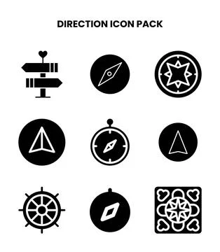 Direction Glyph Scalable Icons Pack Stock Illustration