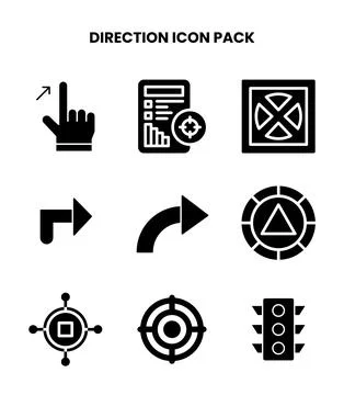 Direction Glyph Scalable Icons Pack Illustrazione stock