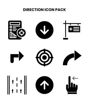 Direction Glyph Scalable Icons Pack Illustrazione stock