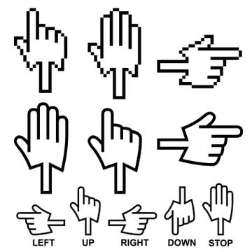 Direction hand cursor icons イラスト素材