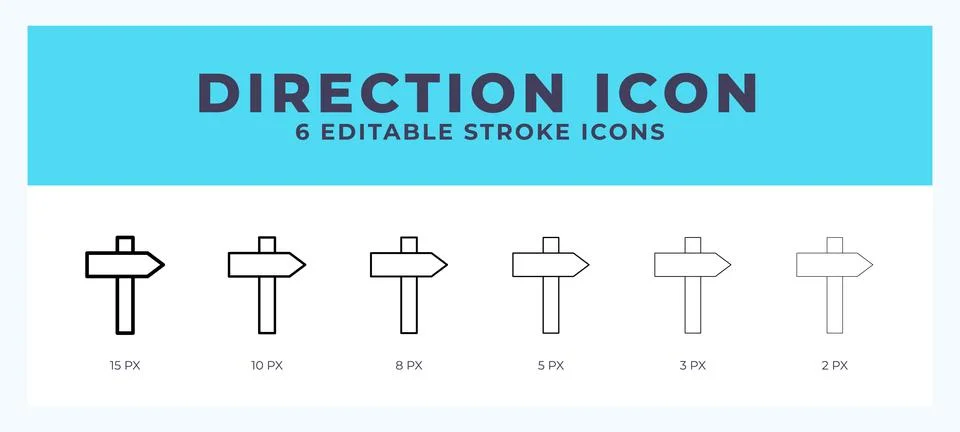Direction icon with different stroke. Editable stroke. Vector illustration. Stock Illustration