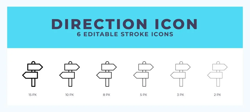 Direction icon with different stroke. Editable stroke. Vector illustration. Stock Illustration