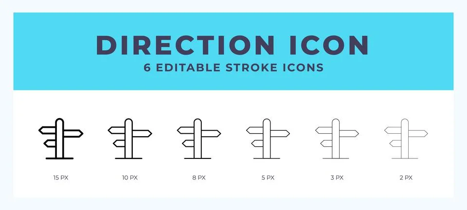 Direction icon with different stroke. Editable stroke. Vector illustration. Stock Illustration