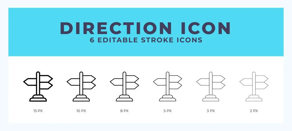 Direction icon set with different stroke. Design elements for logo. Vector .. Stock Illustration