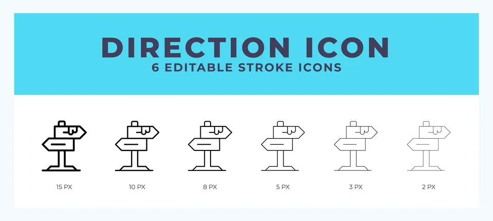 Direction icon in thin line. Bold line. Regular line. Editable stroke. Stock Illustration