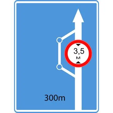 Direction indicator. Blue rectangle with arrows and speed limit. Stock Illustration