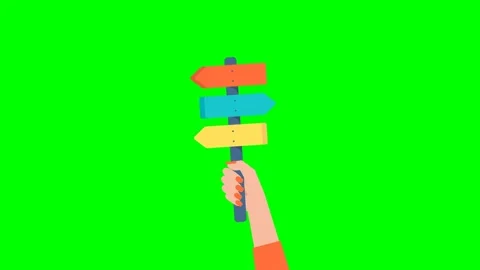 Direction indicator. Woman compares options, choosing between three things Stock Footage 335192375