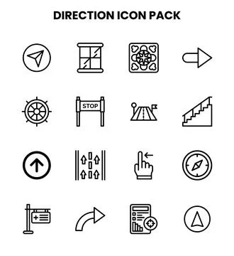 Direction Line Bundle Icons Pack Illustrazione stock