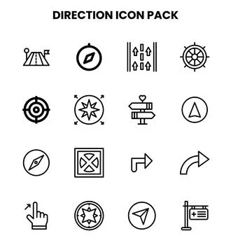Direction Line Design Icons Pack Illustrazione stock