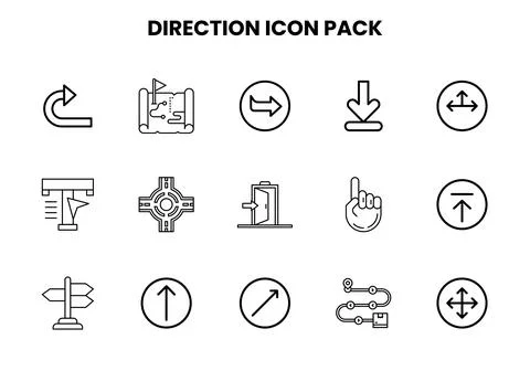 Direction Line Vector Icons Pack Stockillustratie