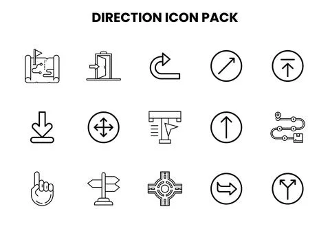 Direction Line Vector Icons Pack Stock Illustration