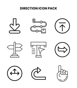 Direction Line Vector Icons Pack Stock Illustration