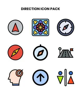 Direction Lineal Color Bundle Icons Pack イラスト素材