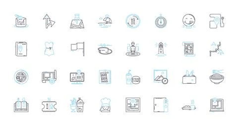 Direction linear icons set. Compass, Navigational, Course, Orientation, Pathway Stock Illustration