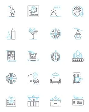 Direction linear icons set. Compass, Navigational, Course, Orientation, Pathway Stock Illustration
