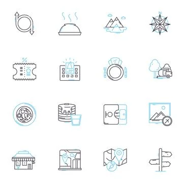 Direction linear icons set. Compass, Navigational, Course, Orientation, Pathway Stock Illustration