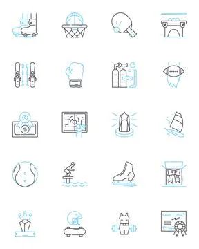 Direction linear icons set. Navigation, Orientation, Route, Bearings, Pathway Stock Illustration